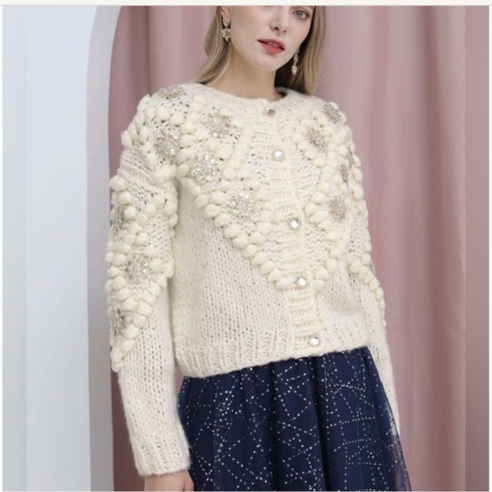 Cute 3D flower cardigan holiday style NWOT